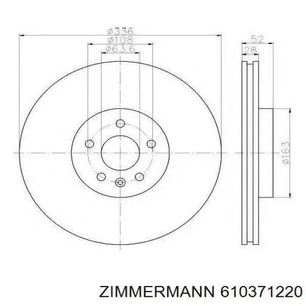 Передние тормозные диски 610371220 Zimmermann