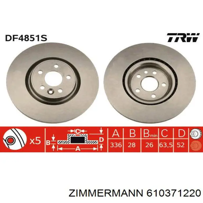 Тормоз дисковый передний Zimmermann 610371220 цена, от 78.99 USD