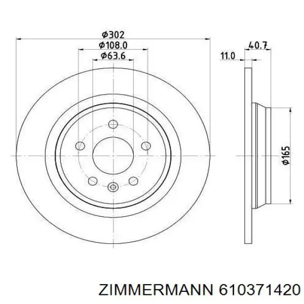 Задний дисковый тормоз Zimmermann 610371420