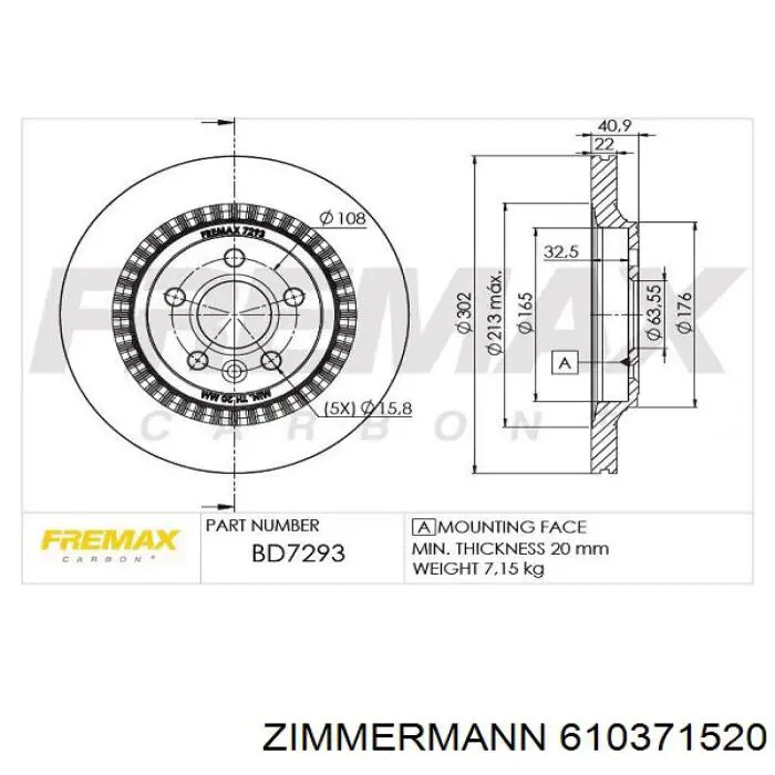 Задний тормозной диск Zimmermann 610371520 цена, от 66.10 USD