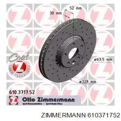 Передние тормозные диски 610371752 Zimmermann