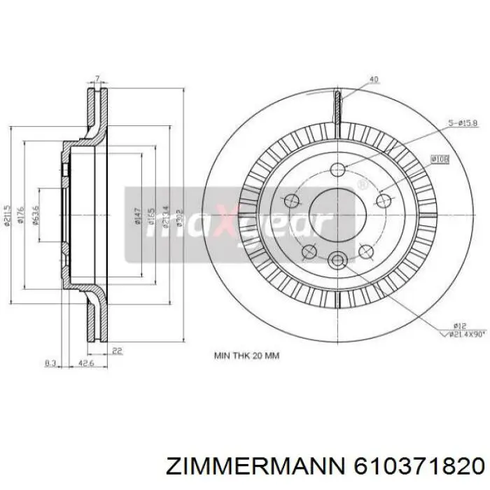 Тормозные диски 610371820 Zimmermann