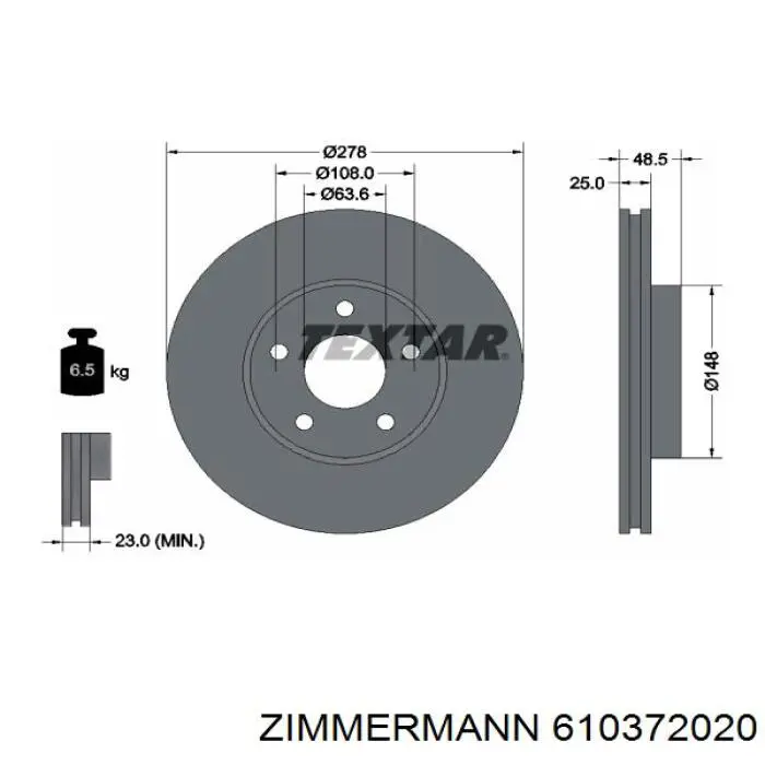 Купить 610372020 Zimmermann Ротор тормозной