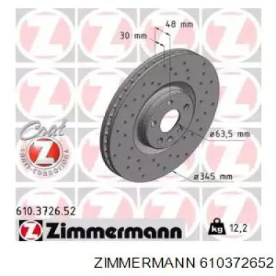 Передние тормозные диски 610372652 Zimmermann