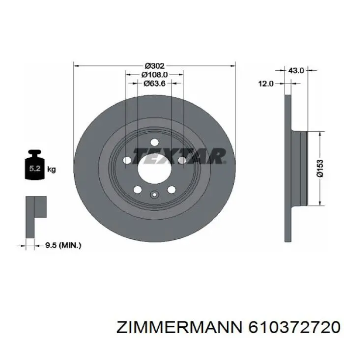 610372720 Zimmermann disco do freio traseiro