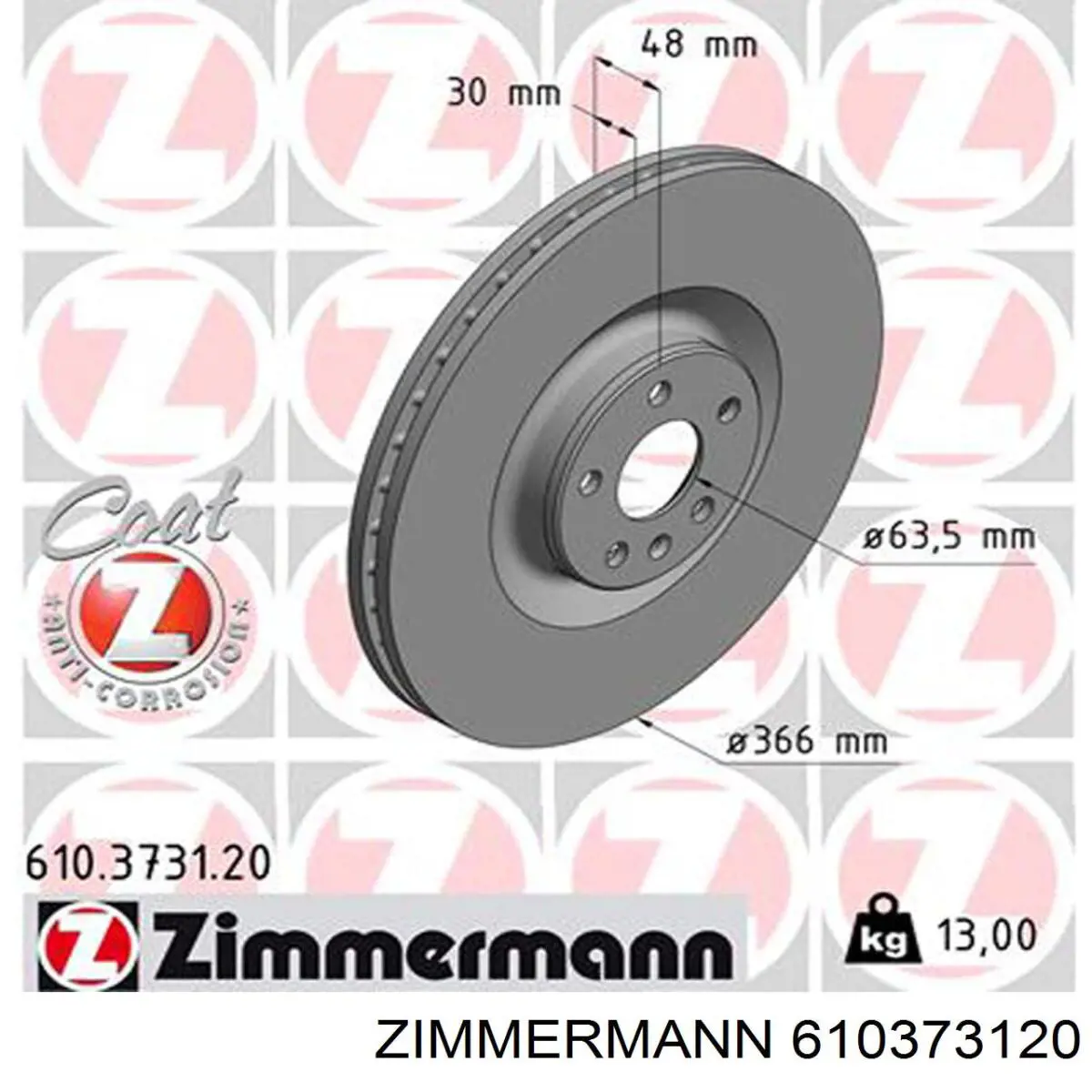 Тормоз дисковый передний Zimmermann 610373120 цена, от 108.98 USD