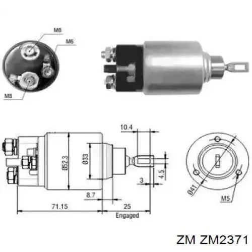 ZM2371 ZM relê retrator do motor de arranco