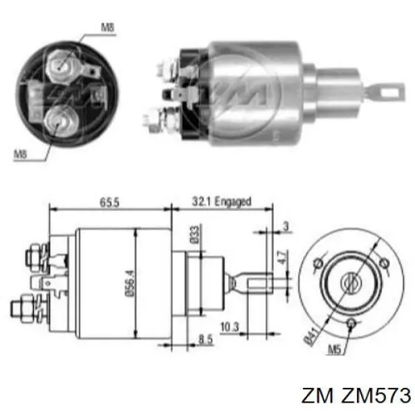 Реле втягує стартера ZM573 ZM