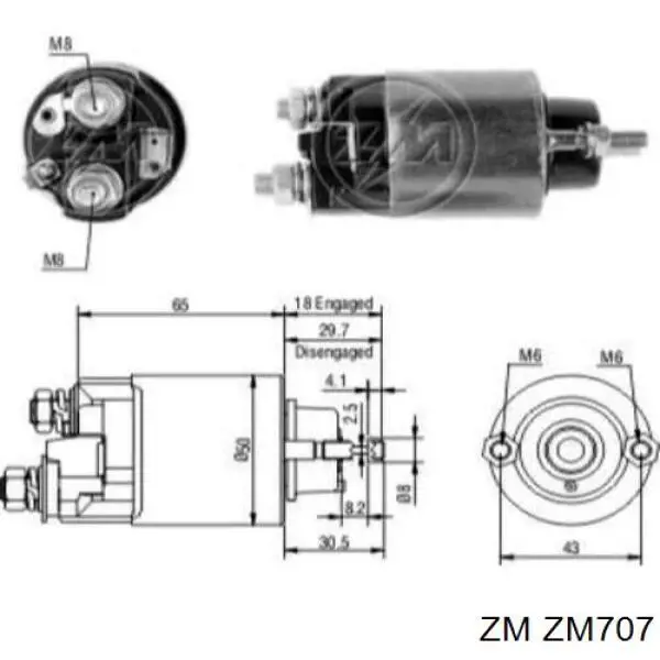 Втягивающее реле стартера ZM707 ZM