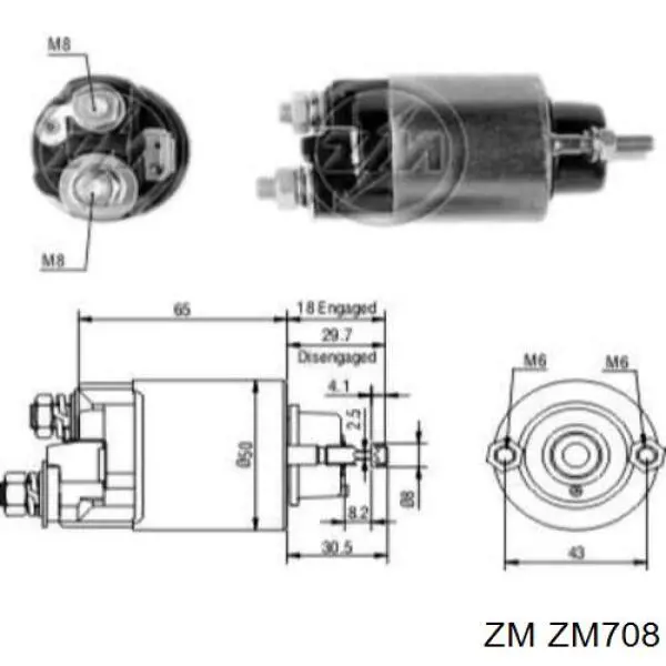 Втягивающее реле стартера ZM708 ZM