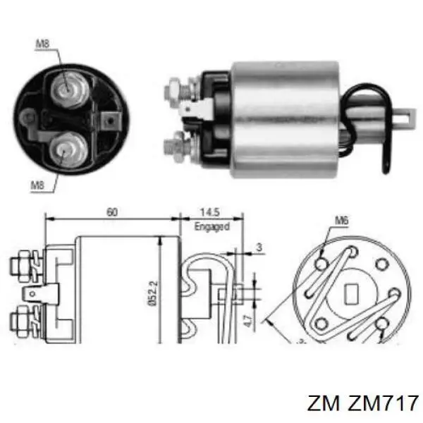 Реле втягивающее стартера ZM ZM717