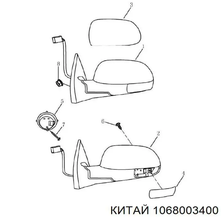 Зеркальный элемент зеркала заднего вида правого FP2903M12 Geely