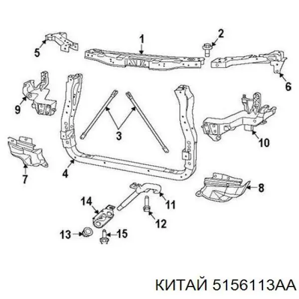 Суппорт радиатора нижний 5156113AA China