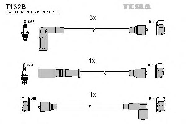 T132B Tesla fios de alta voltagem, kit