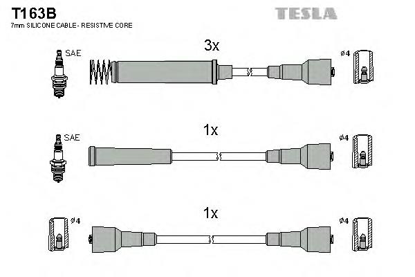 T163B Tesla fios de alta voltagem, kit