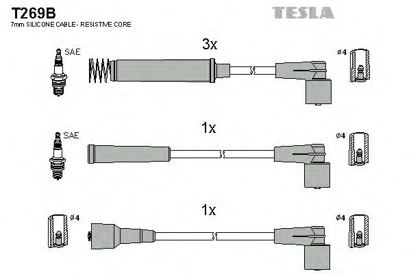 T269B Tesla fios de alta voltagem, kit
