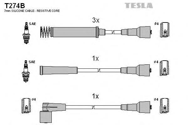 T274B Tesla fios de alta voltagem, kit