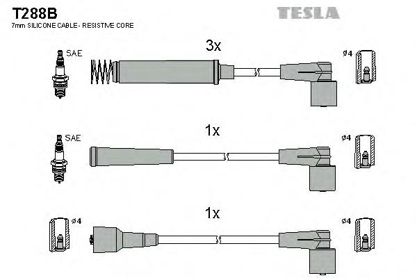 T288B Tesla fios de alta voltagem, kit