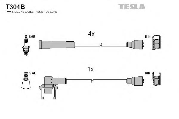 T304B Tesla fios de alta voltagem, kit