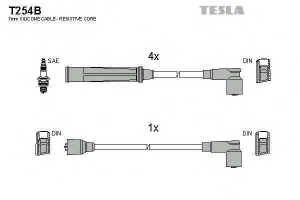 T254B Tesla fios de alta voltagem, kit