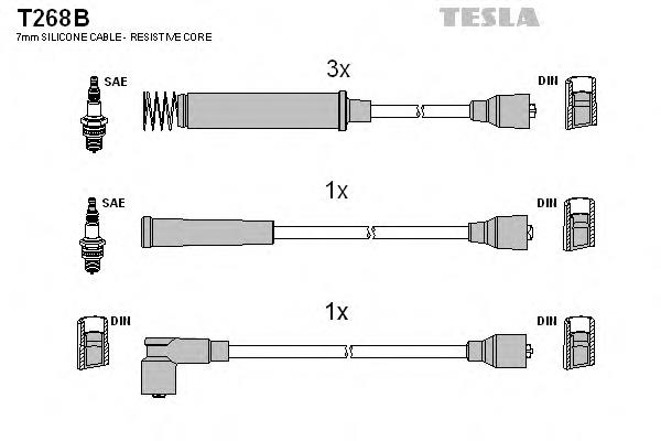 T268B Tesla fios de alta voltagem, kit