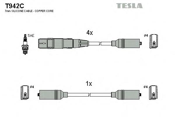 Высоковольтные провода T942C Tesla