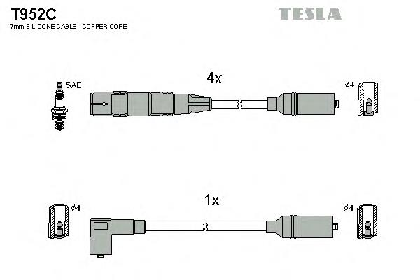 T952C Tesla fios de alta voltagem, kit