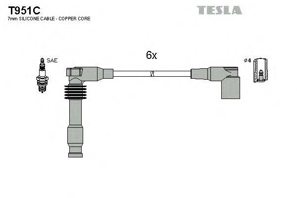 T951C Tesla fios de alta voltagem, kit