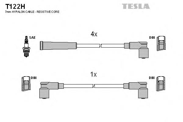 T122H Tesla fios de alta voltagem, kit