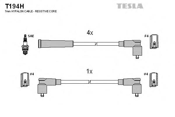 T194H Tesla fios de alta voltagem, kit