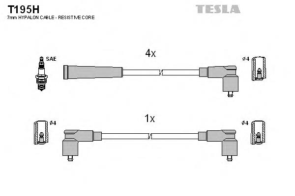 T195H Tesla fios de alta voltagem, kit