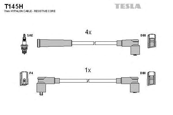 T145H Tesla fios de alta voltagem, kit