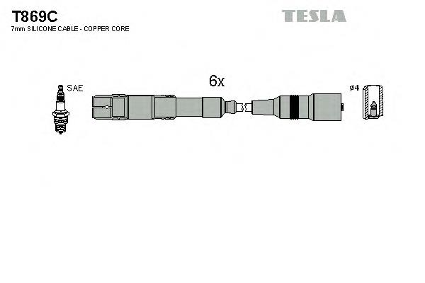 T869C Tesla fios de alta voltagem, kit