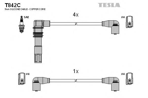 Высоковольтные провода T842C Tesla