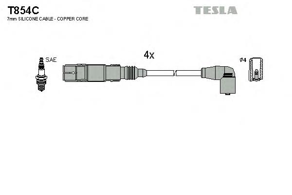 T854C Tesla fios de alta voltagem, kit