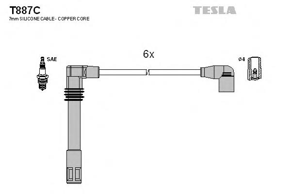 T887C Tesla fios de alta voltagem, kit