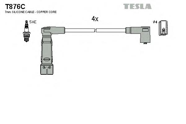 T876C Tesla fios de alta voltagem, kit