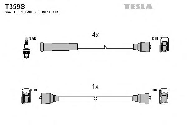 T359S Tesla fios de alta voltagem, kit