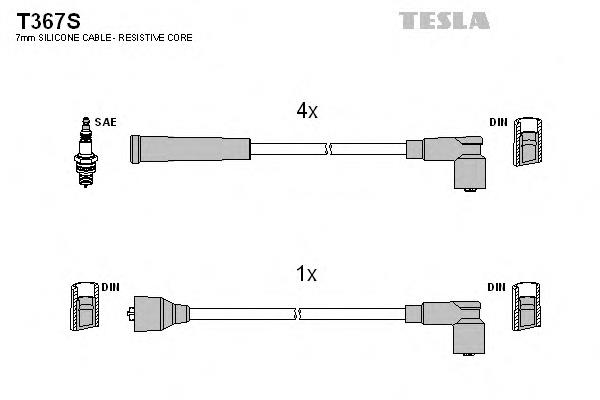 T367S Tesla fios de alta voltagem, kit