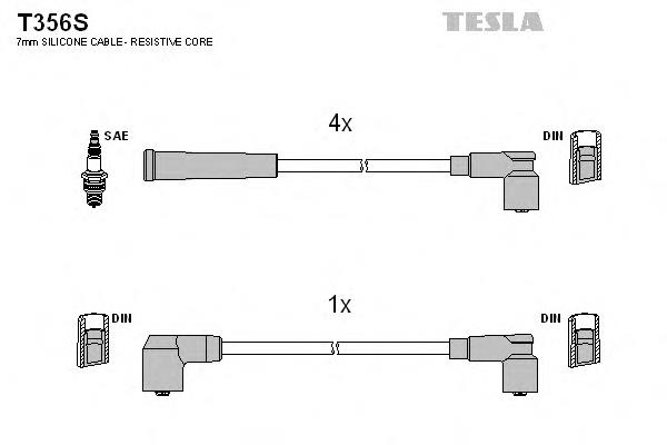 T356S Tesla fios de alta voltagem, kit