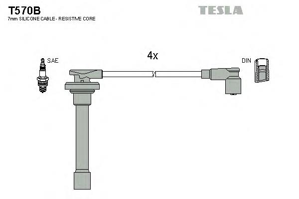 Fios de alta voltagem, kit T570B Tesla