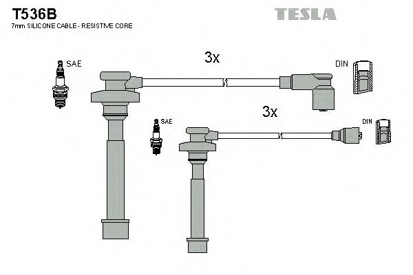 T536B Tesla fios de alta voltagem, kit