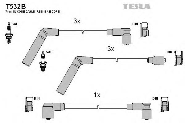 T532B Tesla fios de alta voltagem, kit