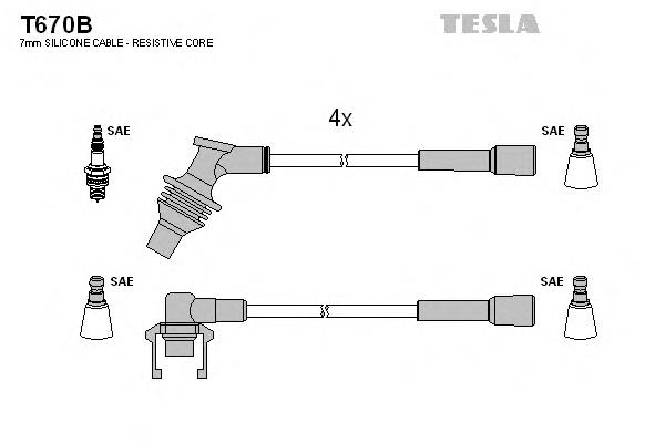 T670B Tesla fios de alta voltagem, kit
