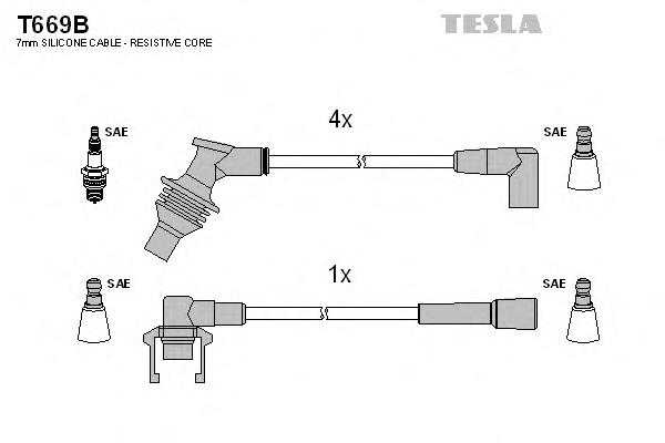 T669B Tesla fios de alta voltagem, kit