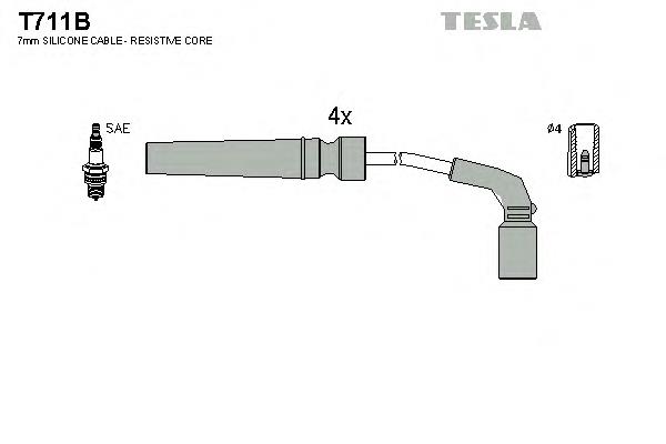 Провода высоковольтные, комплект T711B Tesla