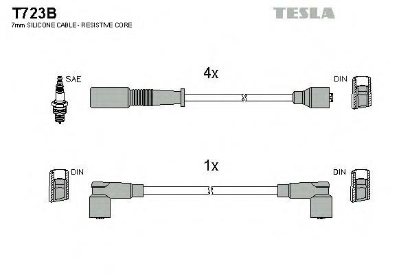 Fios de alta voltagem, kit T723B Tesla