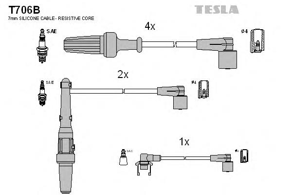 T706B Tesla провод высоковольтный, цилиндр №5
