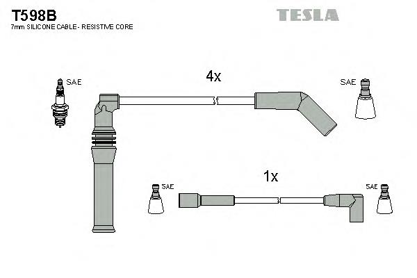 T598B Tesla fios de alta voltagem, kit