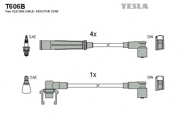 T606B Tesla провода высоковольтные, комплект